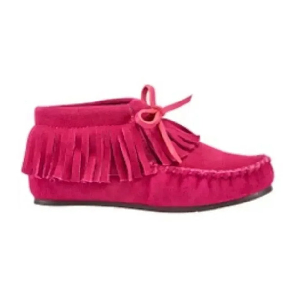 Lamo Ava fringe suede moccasin Pink Girls’ size 4Y - Picture 1 of 9